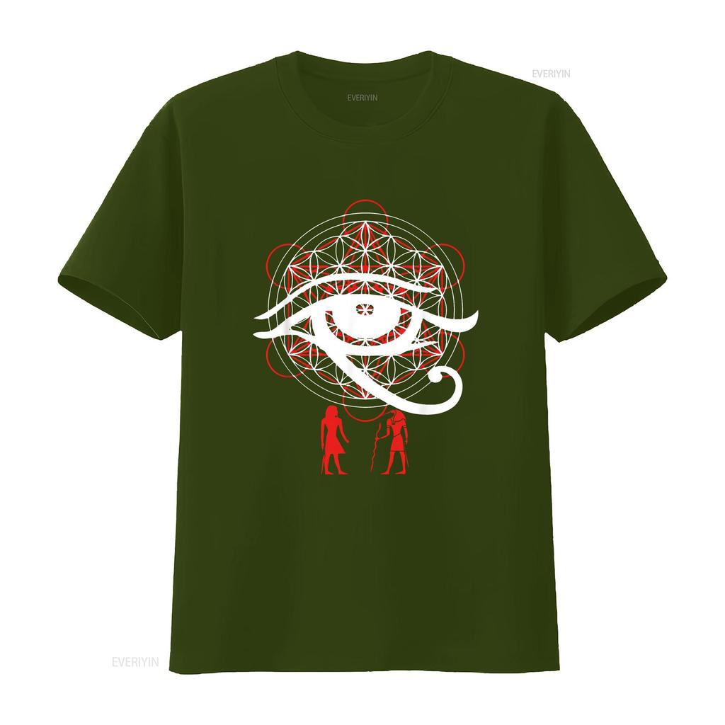 Womens Eye Of Horus Sacred Geometry T Shirt Flower Life Black Medium vintage Washed Stretched Casual Unisex fashion Stylish