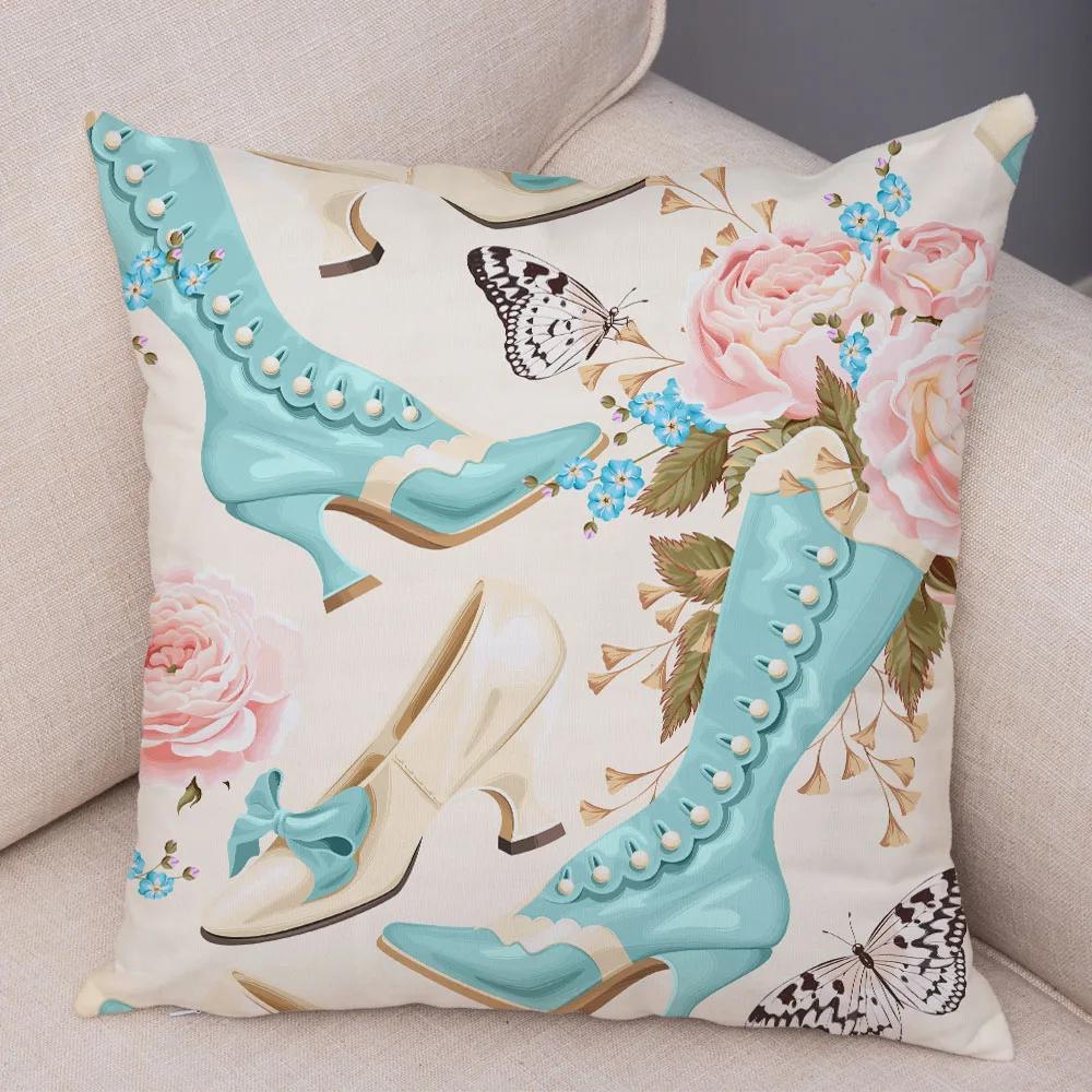 Nordic Style Rose Flower And Birds Pillow Case Cushion Cover For Car Sofa Super Soft Plush Decor Flower Plant Animal Pillowcase