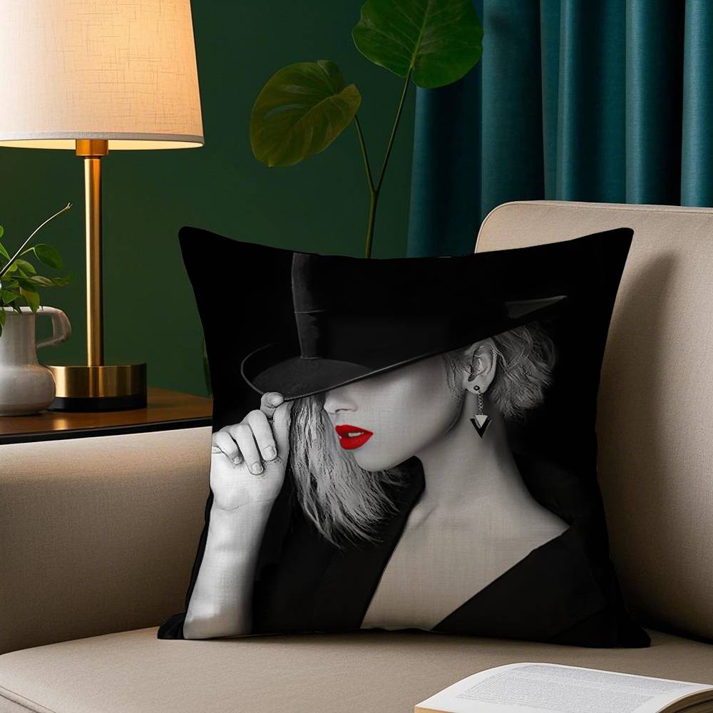 Featuring Sexy Red Lips Pillow Case Short Plush Print Cushion Cover Square Throw Pillow Covers Sofa Home Decor