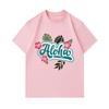 Men's 100% Cotton Crew Neck Short Sleeve T-Shirt, Casual Aloha Hibiscus Monstera Floral Print Summer Loose Tee for Daily Tropical Hawaiian Style Wear