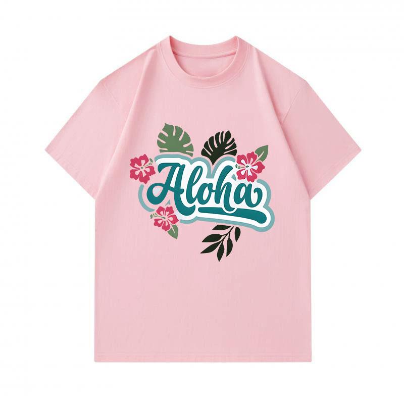Men's 100% Cotton Crew Neck Short Sleeve T-Shirt, Casual Aloha Hibiscus Monstera Floral Print Summer Loose Tee for Daily Tropical Hawaiian Style Wear
