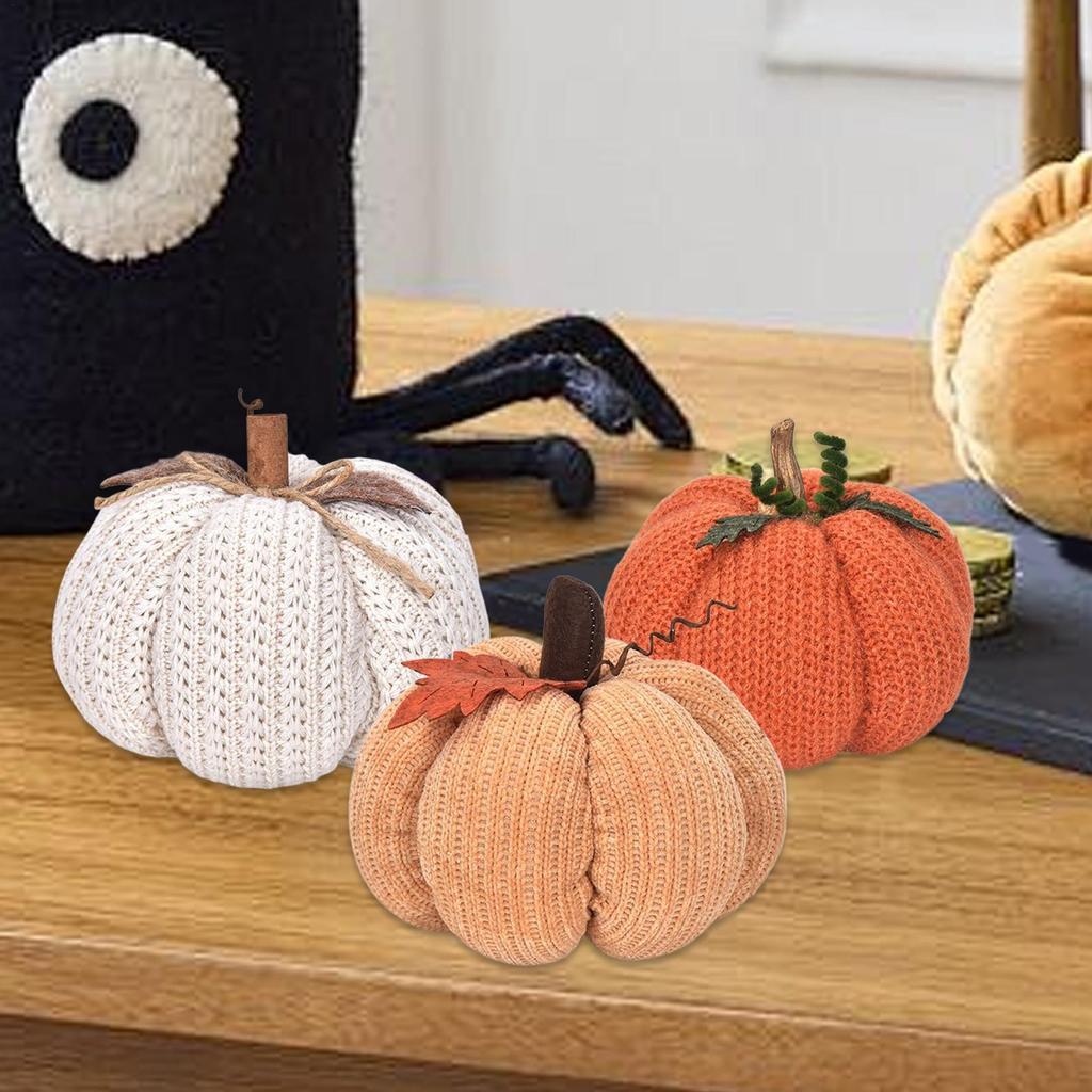 Crochet Pumpkins Handmade Fall Decor Knitted Pumpkin Ornaments for Thanksgiving Halloween Home Table Centerpiece Decorations