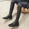 Lange Stiefel Damen Frühling und Herbst Einzelstiefel aber Knie Reißverschluss neue Ritterstiefel Hochelastische Stiefel dünne Version lange Stiefel