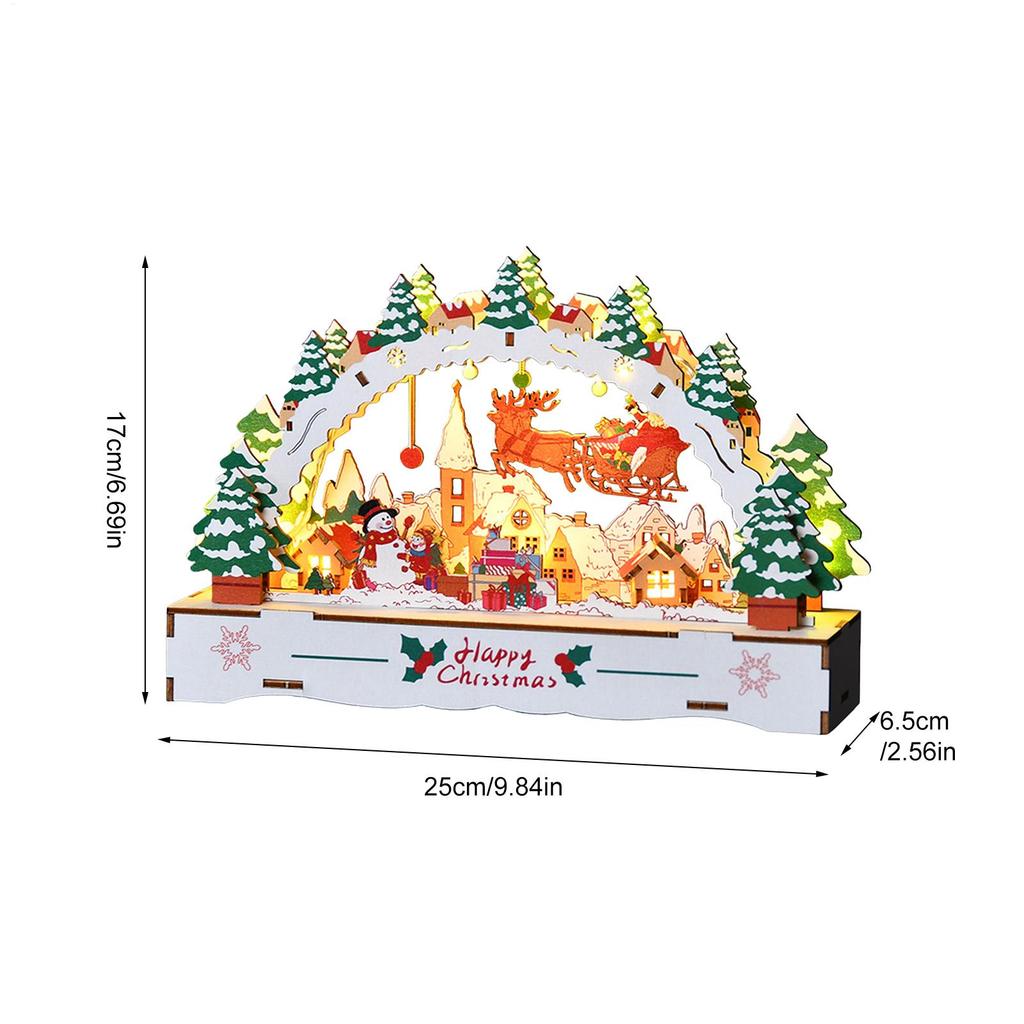 DIY Holz-Weihnachtsdorfhäuser Beleuchtete Tischdekoration Feiertagsdorf-Ornament Für Heimdekorateure Partyplaner Event