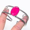 Ruby(Simulated) Gemstone 925 Sterling Silver Cuff Bangle Adjustable F5d31