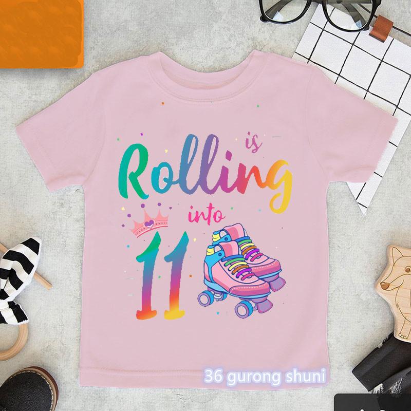 Newly Boys T Shirt Funny Skates Graphic Print 6th Birthday Gift Costume Fashion Hip Hop Girls TShirt Boys Girls Universal Tops