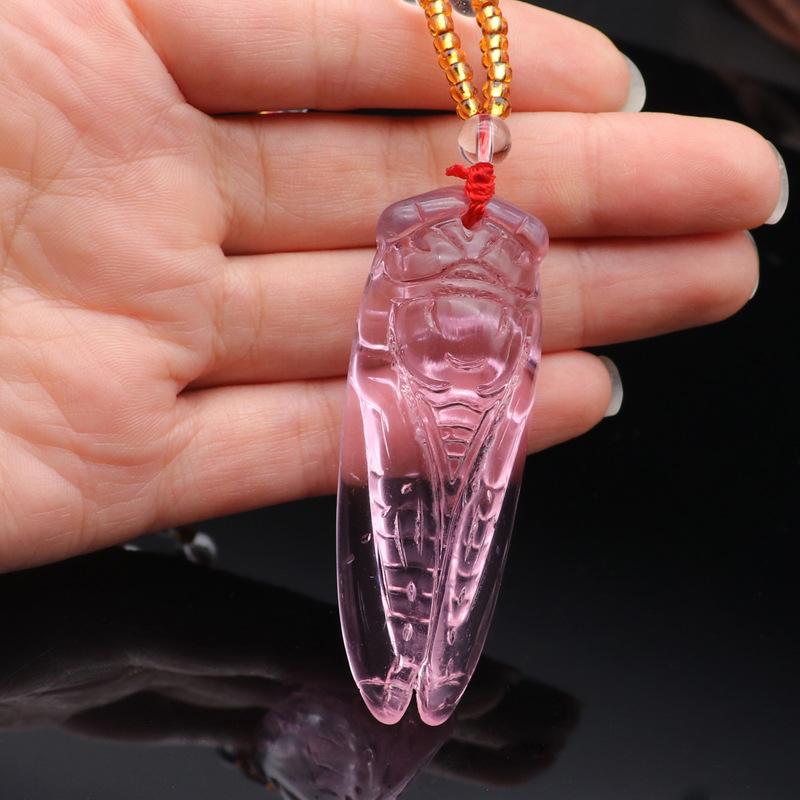 Chinese Style Pink Imitation Crystal Guanyin Buddha Necklace Versatile Sweater Chain Fashion Jewelry Mother'S Day Gift