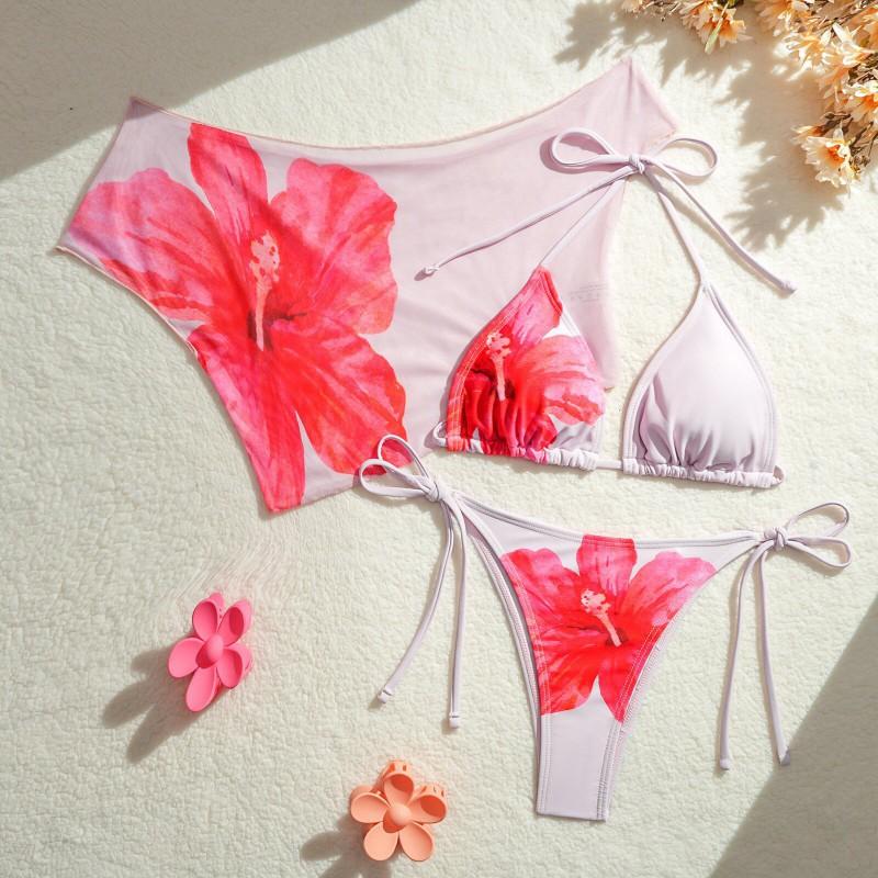 Swimsuit Printed Lace Sexy Bikini Split Fashionable Three-piece