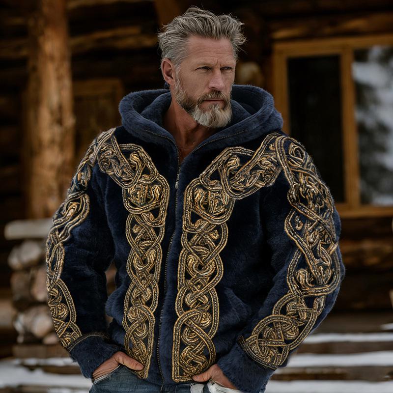 Men's 3D Print Flannel Hooded Zipper Cardigan: Winter Warm Fashion Sweatshirt