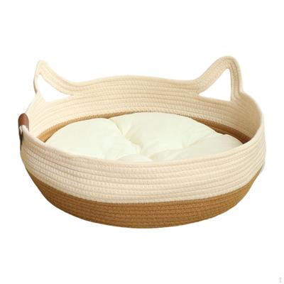 Cat Bed Basket Weaving Pet Supplies Breathable Sleeping Nest Small Dog