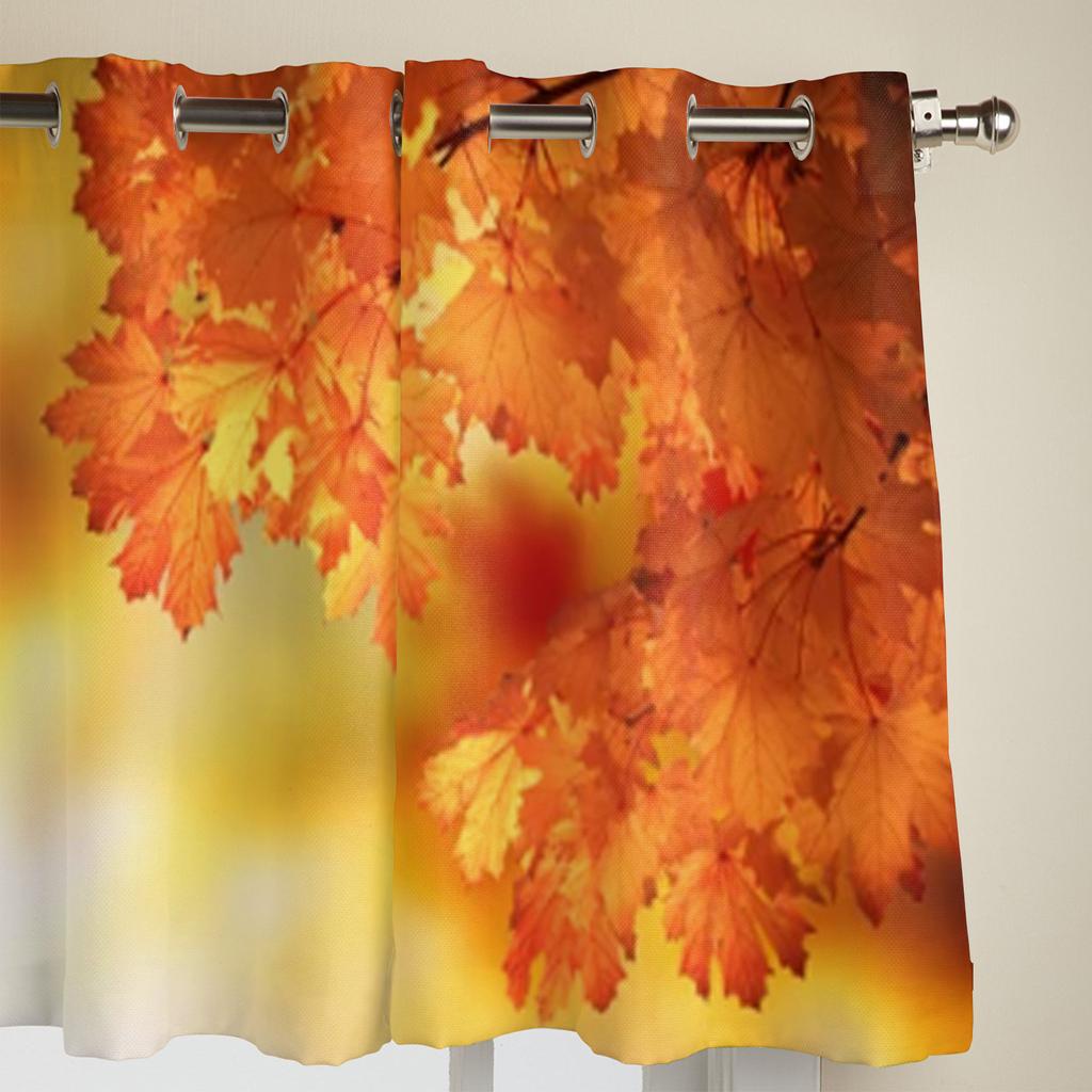 Autumn Colorful Leaves Window Curtains For Living Room Bedroom Luxury Modern Kitchen Curtains Fabric Drapes