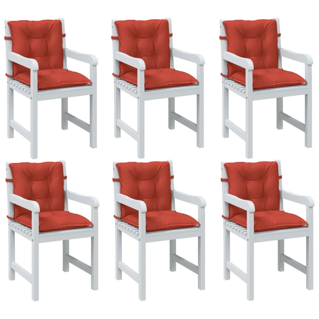 Low Back Chair Cushions 6 Pcs Melange Red 100 X 50 X 7 Cm Fabric
