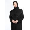 Damen Hijab-Gebetskleid aus Baumwolle mit Kopftuch, Spitze, einteilig, gekämmter Baumwollstoff, Schwarz