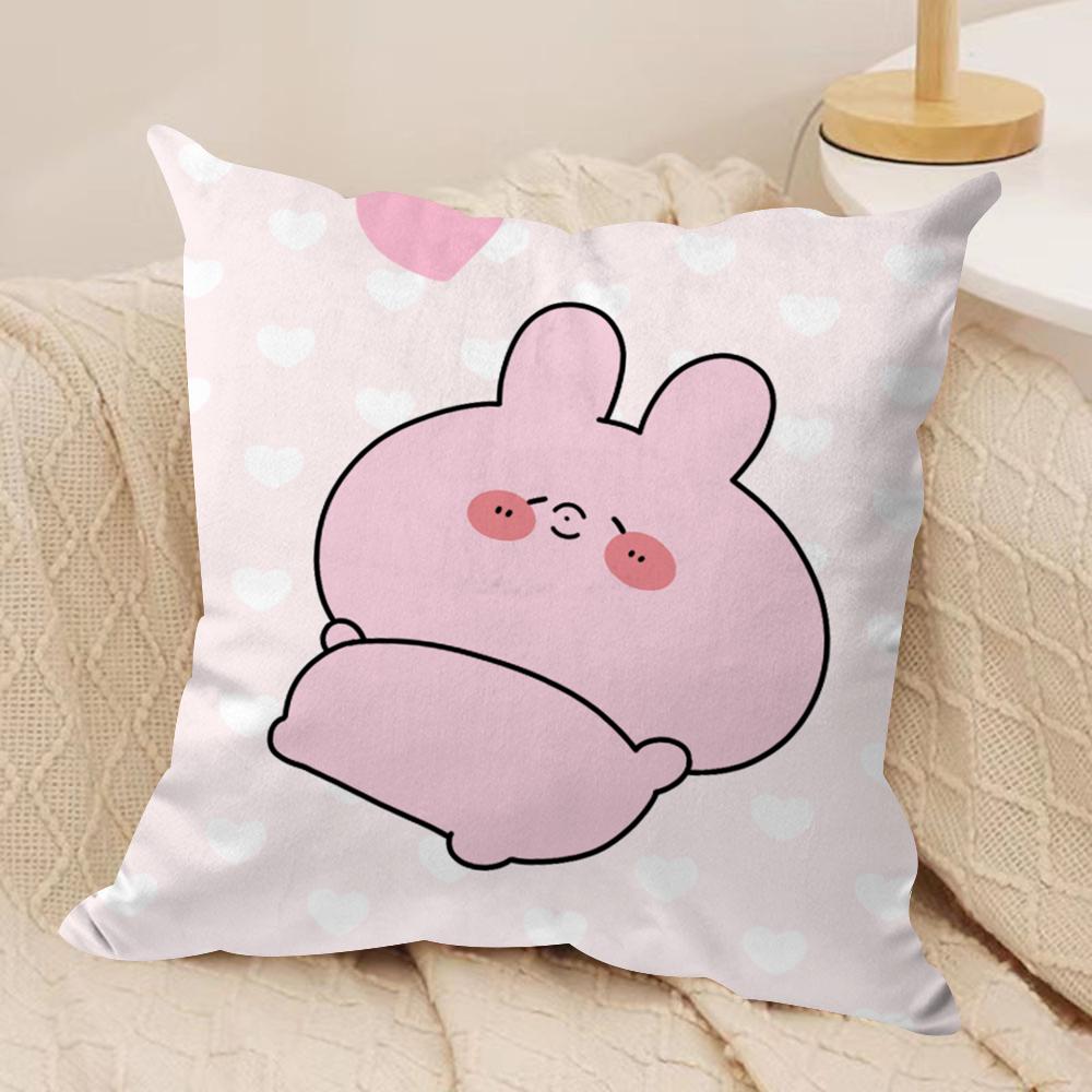 Cartoon Cute Asamimichaan Cushion Cover Silky Short Plush DoubleSided Printed Pillow Case for Sofa All Seasons Home Decor Gift