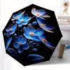 1pc Blue Floral Design Automatic Open/close Folding Umbrella, Compact Portable Travel Umbrella,Durable Construction Yy250814153