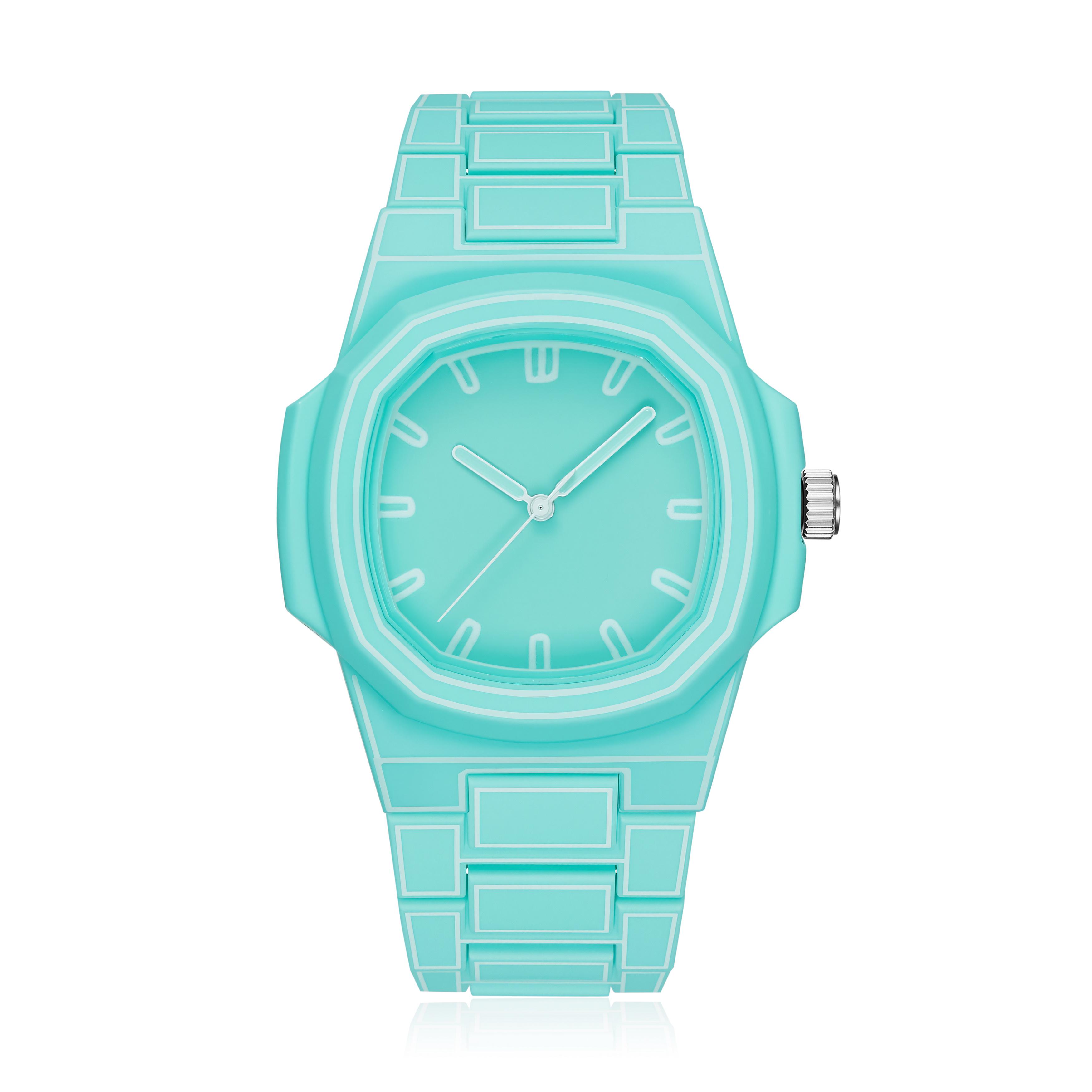 

2025 Новые Модные Креативные Мужские Женские Часы с Принтом Линий и Живописью, Восьмиугольные Водонепроницаемые Кварцевые Часы Reloj небесно-голубой