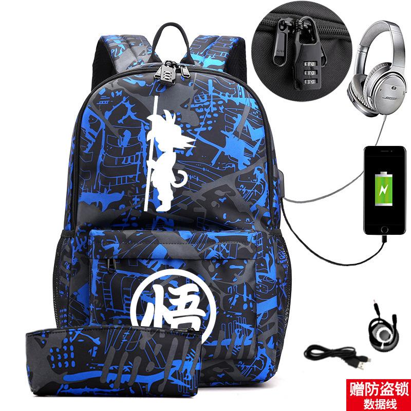 Animation Peripheral Cool Trend Schoolbag Multi-Function Usb Large Capacity Backpack Student Pencil Case Set
