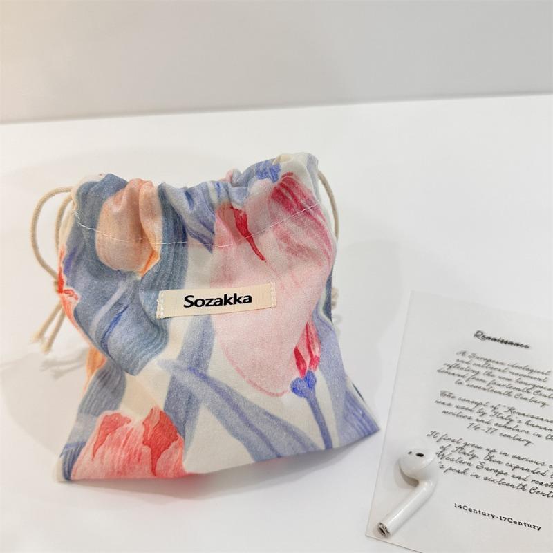 Storage bag Small cloth bag Japanese lipstick bag Portable cosmetic bag Women's portable cosmetic bag Drawstring bag