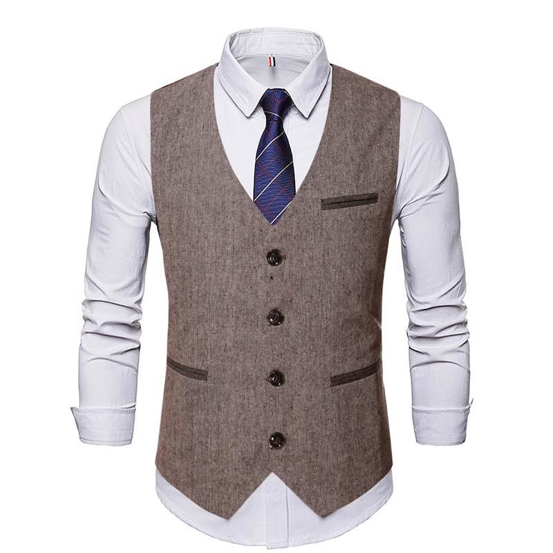 Suit Vest Men's Business Sleeveless Jacket Vests Wedding Party Waistcoat Man Blazer Vest Coat