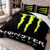 Monster Energy 3-teiliges Bettwäsche-Set Bettbezug mit zwei Kissenbezügen für Schlafzimmer Heimdekoration