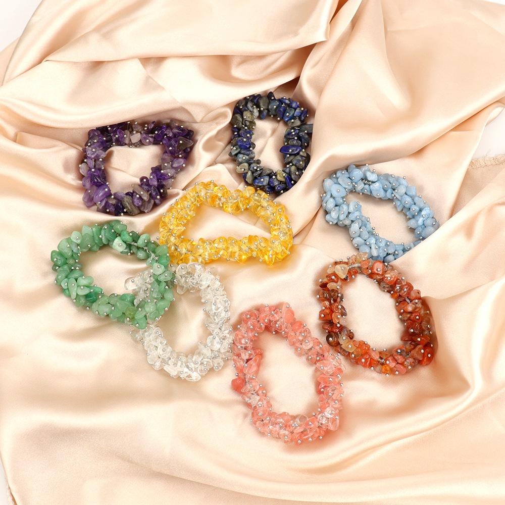 Creative Multi-Color Handmade Curved Needle Natural Irregular Crystal Gravel Elastic Bracelet Bracelet B93