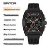 SANDA Men's Waterproof Sports Watch, Dual Display Countdown Timer, Large Barrel Dial, Luminous, with Alarm Clock Function.