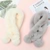 Faux Fur Plush Student Gift Windproof Fur Ball Cross Scarf Neckerchief Plush Scarfs Warm Bib