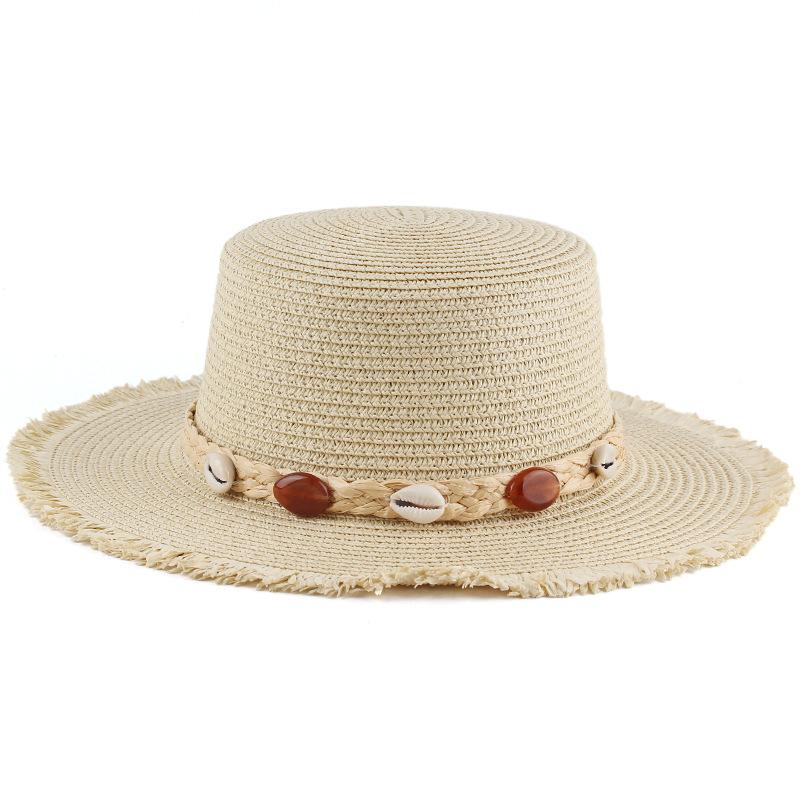 Summer Women's Sunshade and Sunscreen Straw Hat Fashion Casual Flat Top Fringed Top Hat