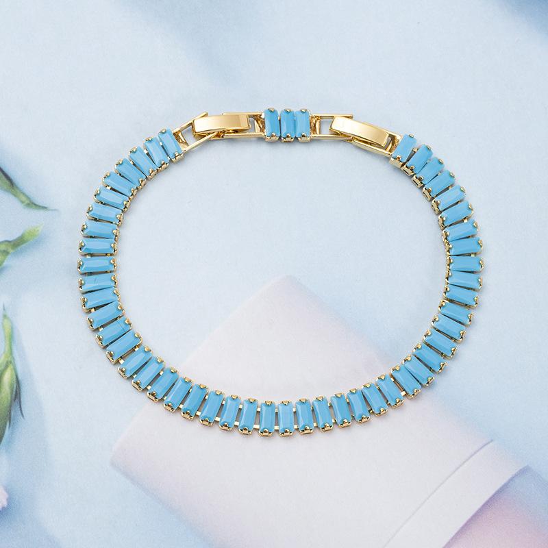 Personalized Colorful Zircon Diamond Claw Chain Bracelet Adorned with Colorful Rice Beads Zircon Bracelet