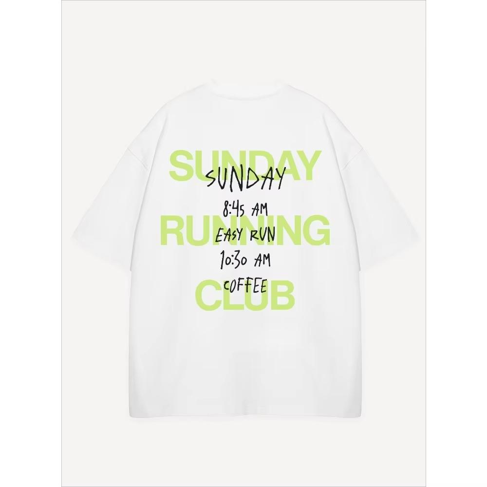 Sunday Running Club TShirt Unisex Easy Run Coffee Schedule Graphic Tee Streetwear Oversized Short Sleeve Casual Top L