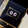 Huitan Temperament Red Cubic Zirconia Stud Earrings Women for Engagement Wedding Party Elegant Lady Earrings Gift Trendy