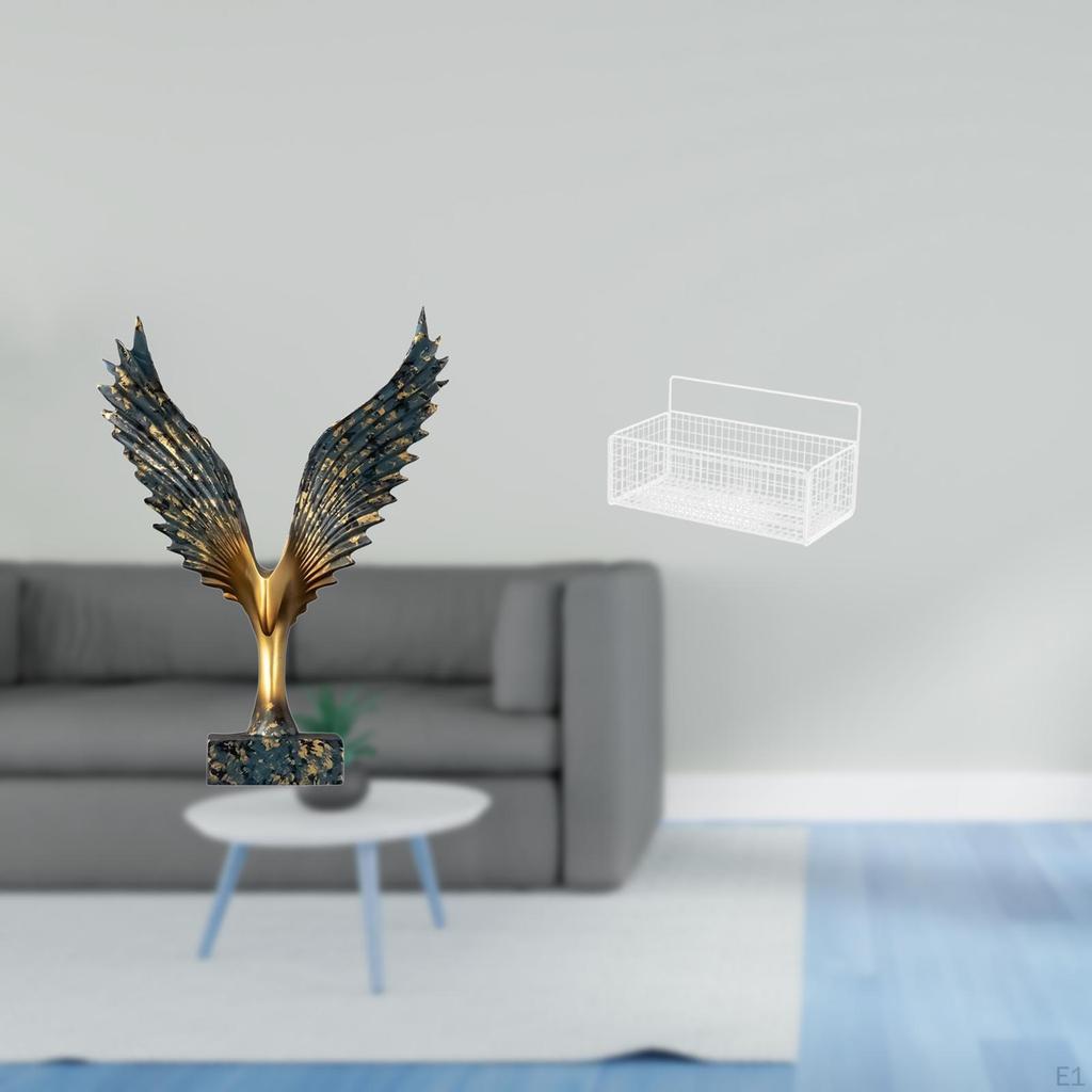 Resin Wing Sculpture Feng Shui Ornament Decorative Basket Shelf Metal Bathroom Organizer Wire