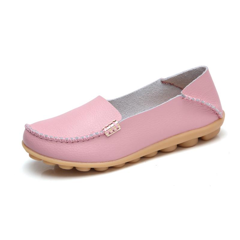 Genuine Leather Fashion Women Flats Retro Shoes Women Moccasins Nurse Shoes Casual Ballet Flats Soft Plus Size Shoes