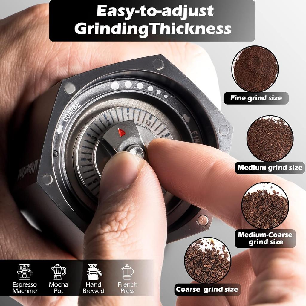 Portable Manual Coffee Hand Grinder For Espresso Stainless Steel Burr Grinder With Adjustable Coarseness Knob