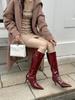 European and American temperament versatile celebrity style patent leather pointed high-heeled boots