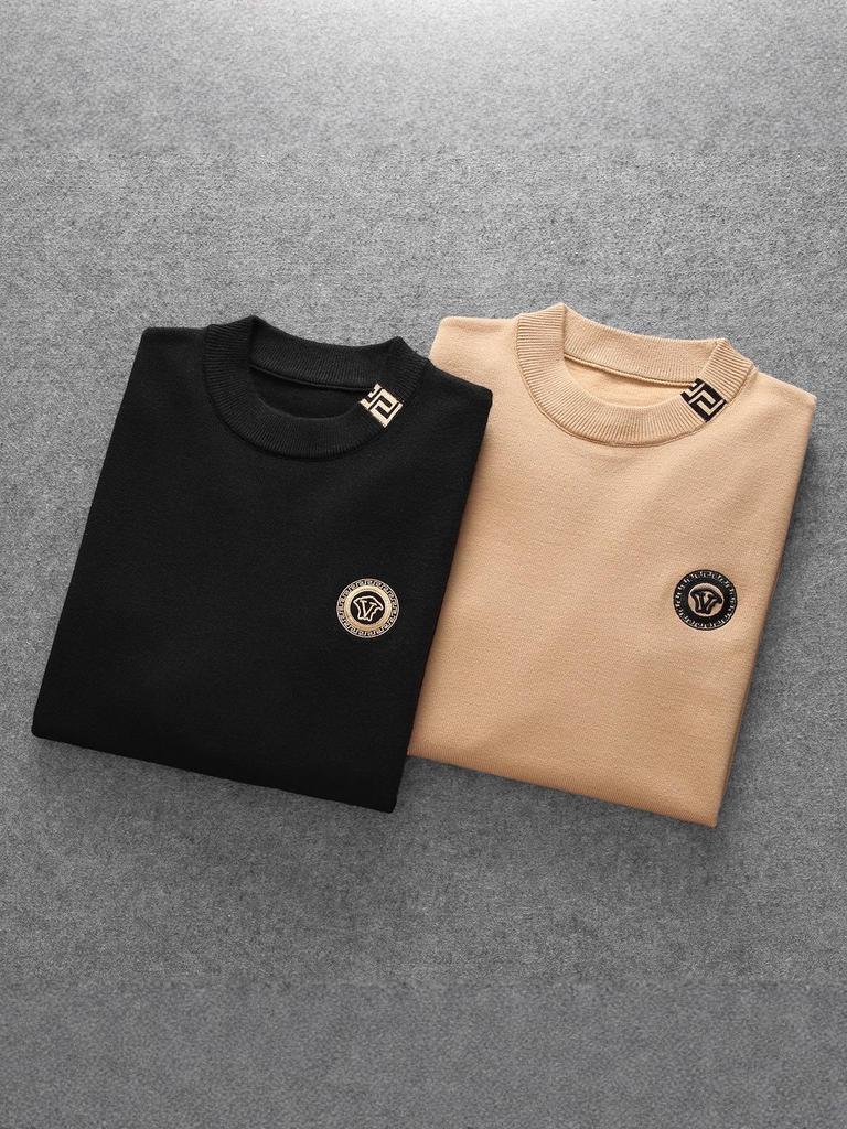 European Trend: Men's Embroidered Wool Sweater - Autumn/Winter Long Sleeve Knit Pullover