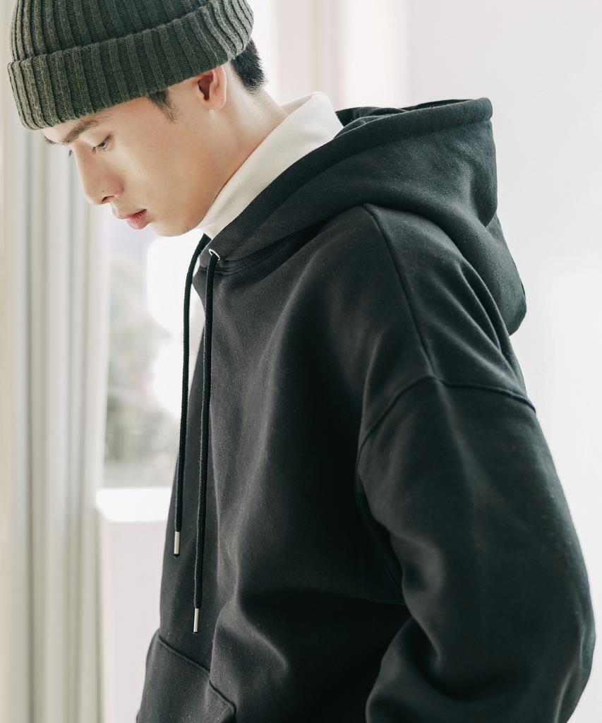 Log Oversized Fleece Hoodie Black Yhhd2302