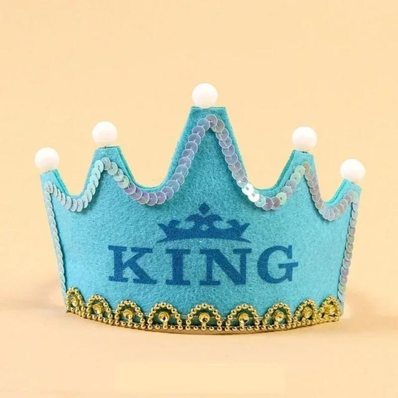 LED Happy Birthday Party Crown Hat Light Up Headdress King Princess Prince Baby Shower Boy Girl Children Decoration Supplies