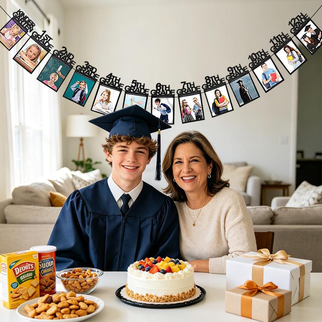 Graduation Photo Banner Set 5in x 7in Cardstock Hanging Decor for 2026 Graduation Party School Event Kindergarten High School University