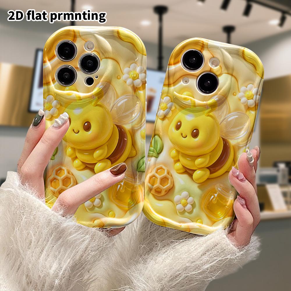 Phone Case: 2D Flat Design Suitable for iPhone 18 17 16 15 14 13 Pro Protective Case, Little Bee, Perfect Christmas and Halloween Holiday Gift