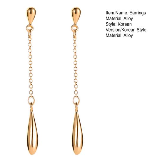 1 Pair Women Drop Earrings Long Tassel Waterdrop Pendant Polished Solid Color Lightweight Hanging Prom Party Wedding Dangle Earrings