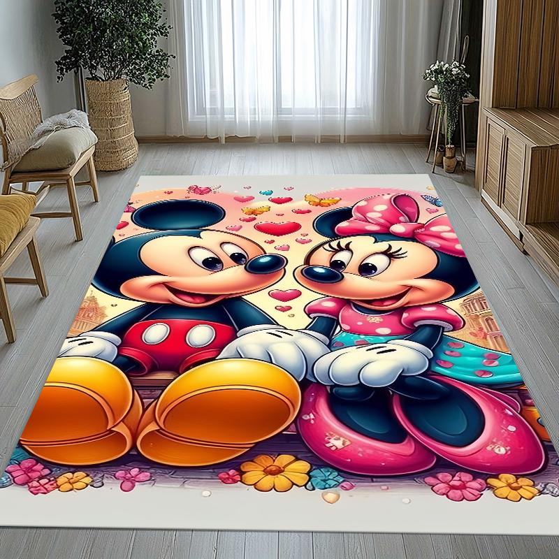 Cartoon Mickey Minnie Mouse Donald Duck Living Room Non-Slip Area Rug Soft Carpet for Bedroom Playroom Sofa,Home Decor Doormat