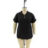 Elegant Casual T-Shirt - Women's Plus Size - Plus Size - New European and American - Spring/Summer Short Sleeve - Button Solid Color