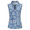 Women Sleeveless Golf Polo Shirt with Zipper Collar Printed Athletic Tank Top for Outdoor Sports and Casual Wear