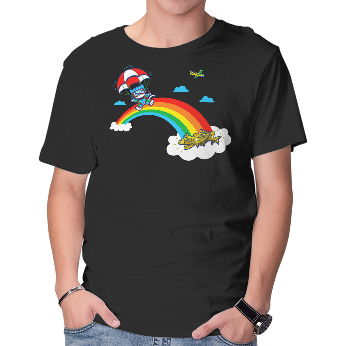 Unisex Crew Neck T-Shirt At The End Of The Rainbow Graphic Short Sleeve Casual Tee XL