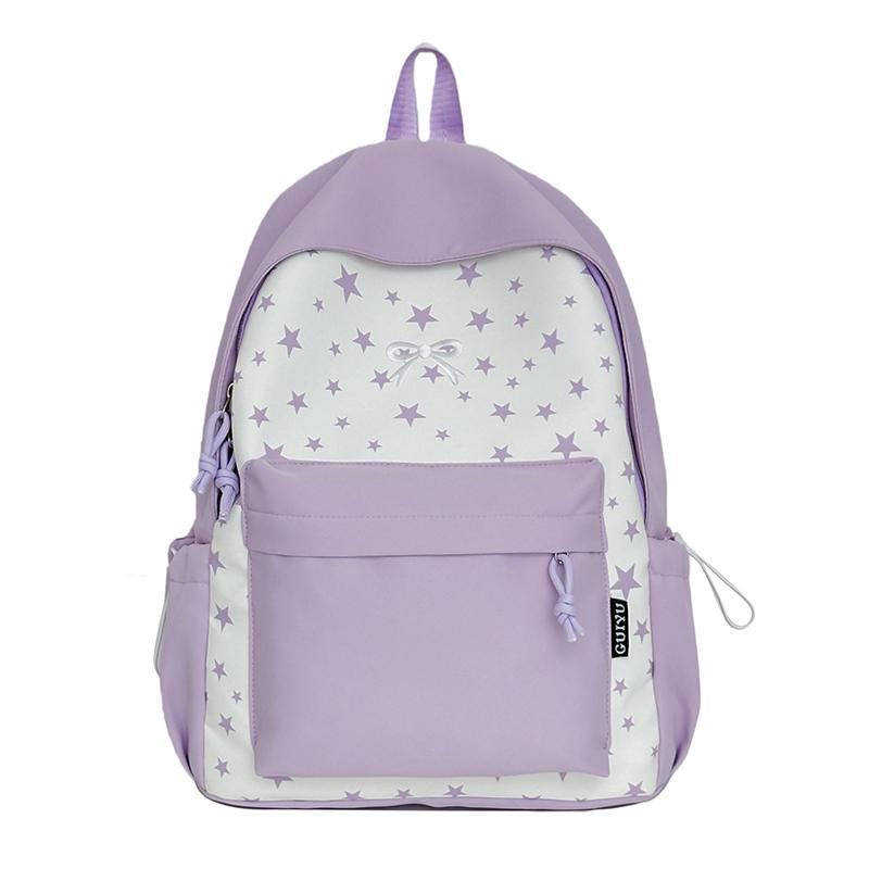Color Block Backpack Student Lightweight Schoolbag Women s Commuter Backpack