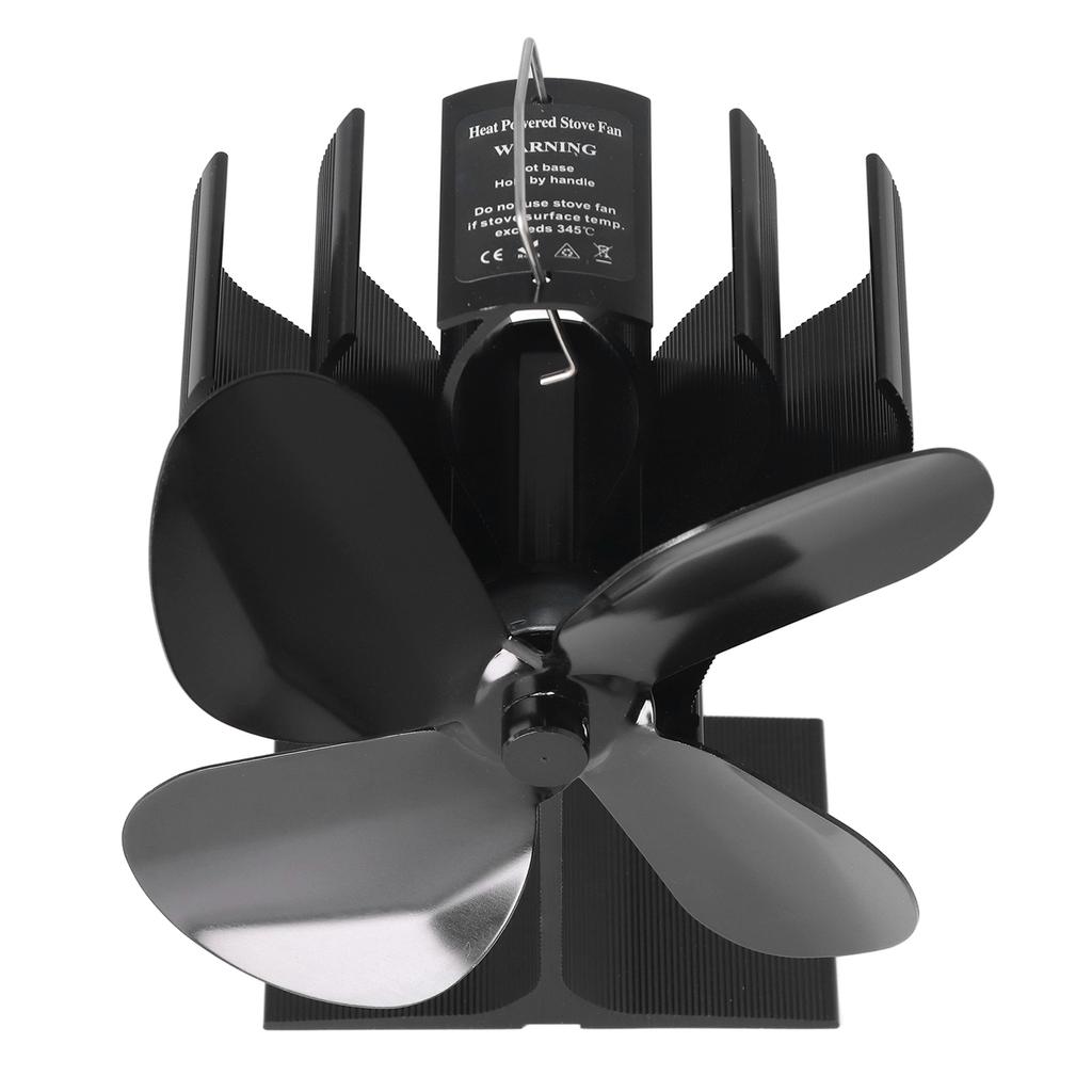 4 Blade Fireplace Fan Aluminium Alloy Heat Powered High Temperature Resistant Stove Fan for Home