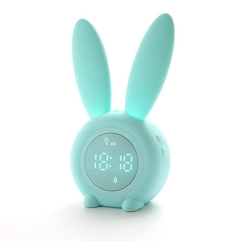 Cute Rabbit Alarm Clock with LED Night Light Function Household Alarm Clock