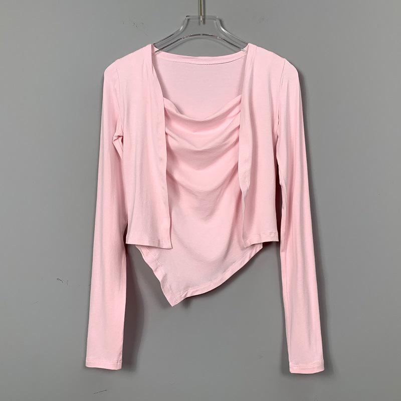 

Korean Dongdaemun Sexy Pleated Camisole & Short Cardigan Two-Piece Set for Women One Size розовый