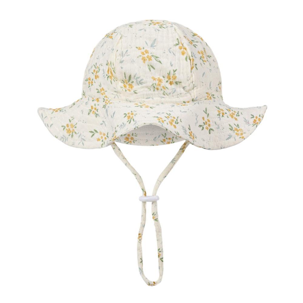 Cotton Children Fisherman Hat Adjustable Kids Sun Cap Toddler Floral Print Baby Bucket Hat  Beach Style C